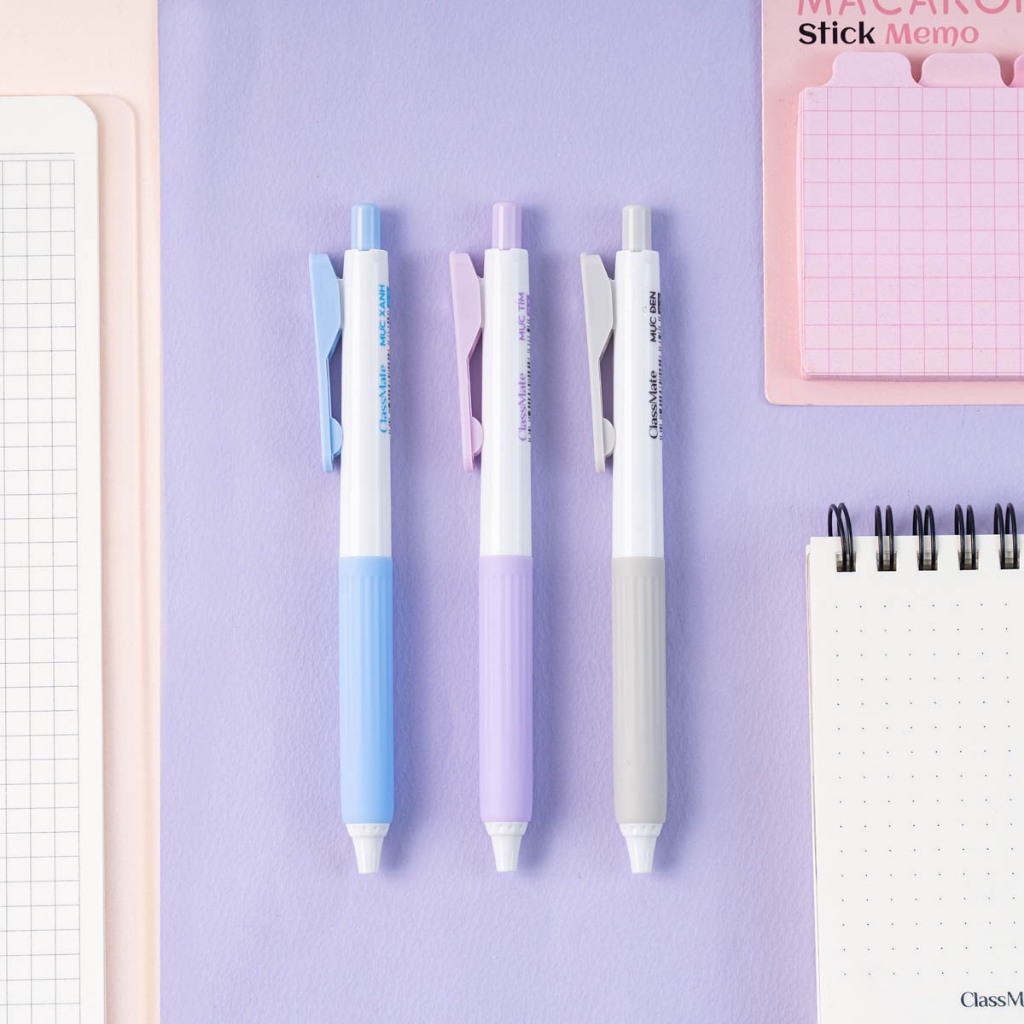 Hộp 10/ 12 Bút Gel CLASSMATE Ngòi 0.5mm, Bút Bi Bấm Mực Đều Viết Trơn Tru Dùng Cho Học Sinh Ghi Chép