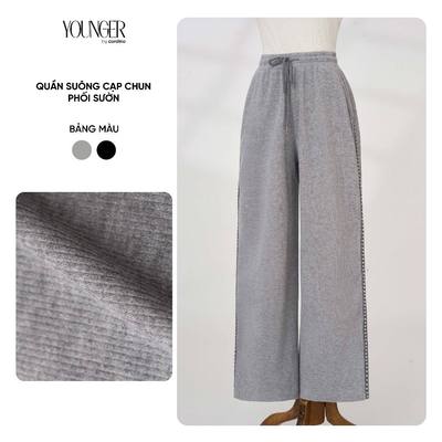 Quần dài nữ YOUNGER BY CARDINA vải nỉ tăm cạp chun phối sườn 5YQDT22