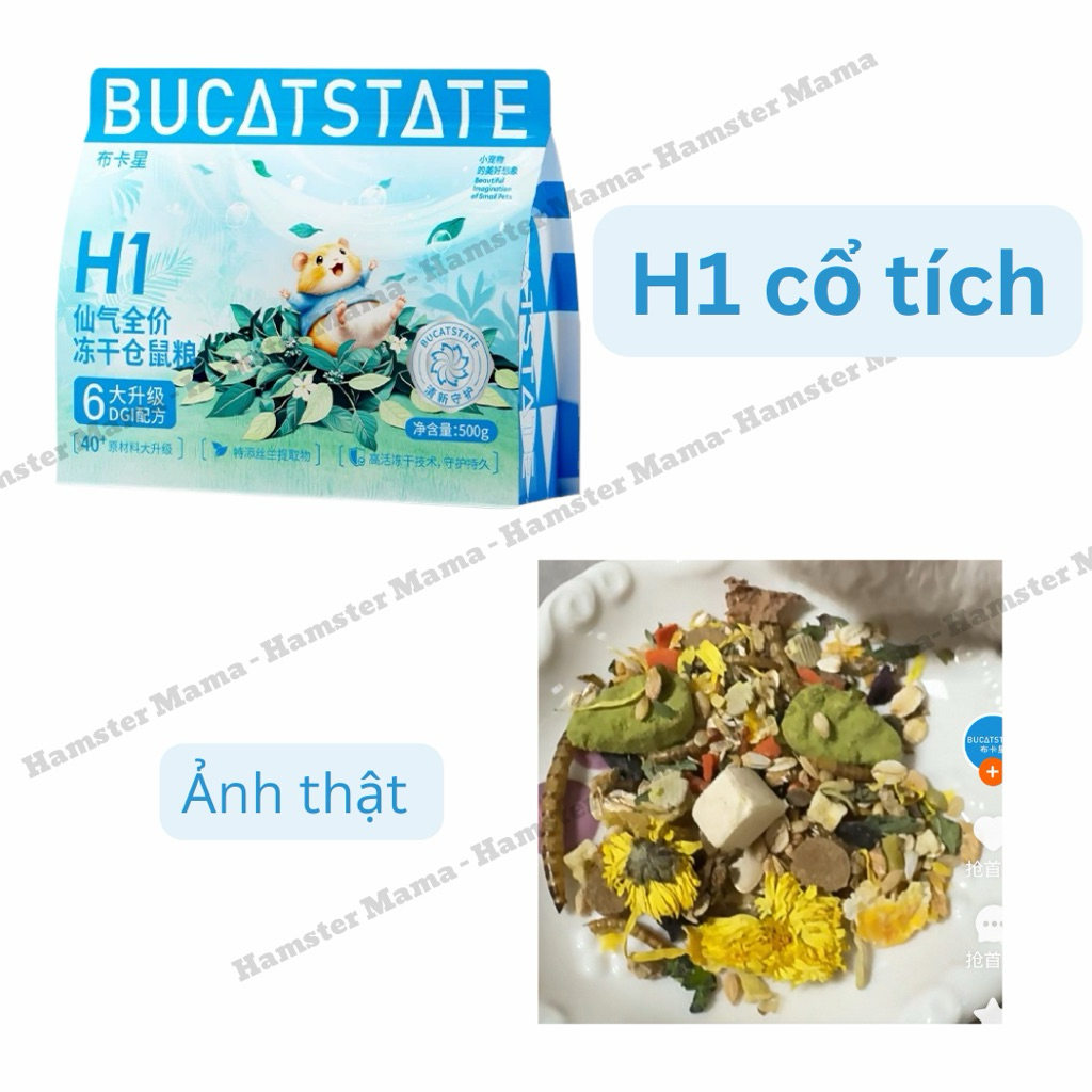 Thức Ăn H1 Cổ Tích Fairy New cho hamster mini,bear, bố sung thêm tảo yucca, cải xoăn, protein ngon, 