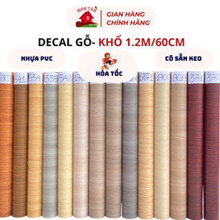 Giấy decal (có hỏa tốc )dán tường giả vân gỗ dán bàn tủ chống nước khổ 60cm sẵn keo đẹp giá rẻ