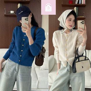  Áo Len Màu Trơn Kiểu Dáng Bassic Tay Dài Phong Cách Hàn Quốc Áo Khoác Cardigan Cúc Vàng Chất Len Dày Dặn Mác Egg Vui Vẻ 