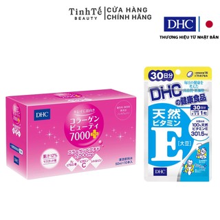  Combo mềm mịn da DHC Vitamin E 30 ngày và 1 hộp collagen nước  Vitamin E & Collagen Beauty 7000 Plus  