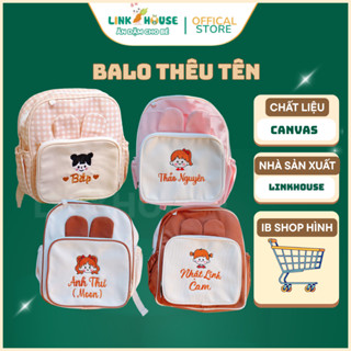   Thêu Tên  Balo Tai Thỏ Thêu Tên Cho Bé Mầm Non,Balo Đi Học Phong Cách Hàn Quốc Túi Đi Học Mẫu Giáo 