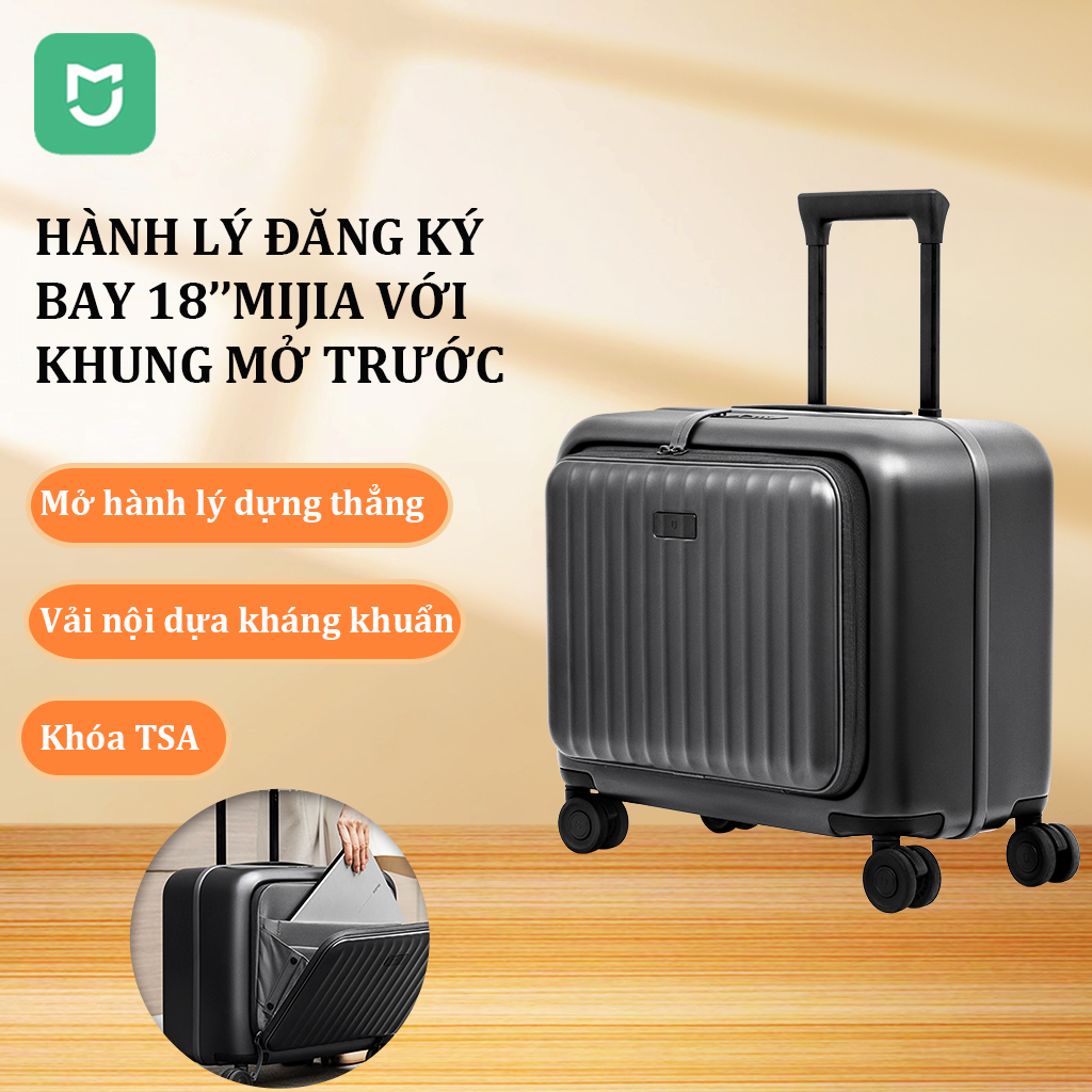 Hành lý đăng ký bay 18/20inch Mijia với khung mở trước Vải nội dựa kháng khuẩn Khóa TSA Tách khô ẩm
