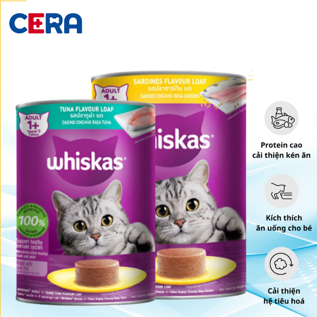 Pate Dinh Dưỡng Whiskas Mèo Lớn 400GR