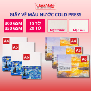   Tặng Giấy Vẽ  Tập 20 Tờ Giấy Vẽ Màu Nước GLOBAL ART 350GSM 300GSM Siêu Cứng Giấy Vẽ Vân Cold Cao Cấp Hợp Mọi Màu 
