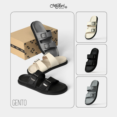 Dép Da Microfiber Nam Nữ GENTO Đế Chống Trơn Trượt Quai Ngang Khóa Cài Êm Chân Du Lịch | M STUDIO