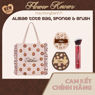  Bông mút đánh nền   túi tote   cọ má hồng kem FLOWER KNOWS X ALIBAE bản giới hạn 