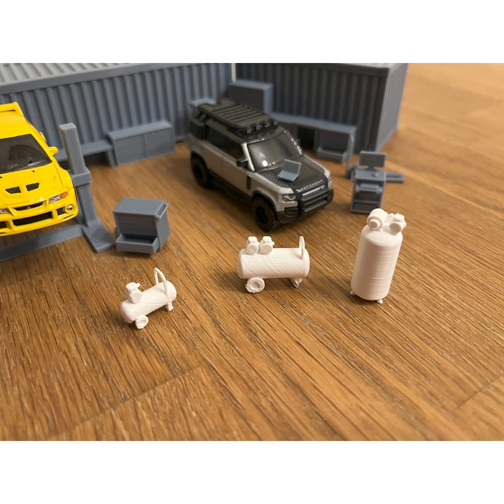 Máy nén khí mini diorama 1:64 trang trí gara Hot Wheels garage
