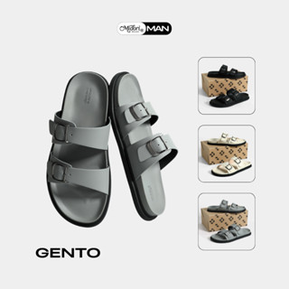 Dép Da Nam Nữ GENTO Quai Ngang Thời Trang Khóa Cài Đế Chống Trơn Trượt Đi Chơi | MIDORI FOR MAN