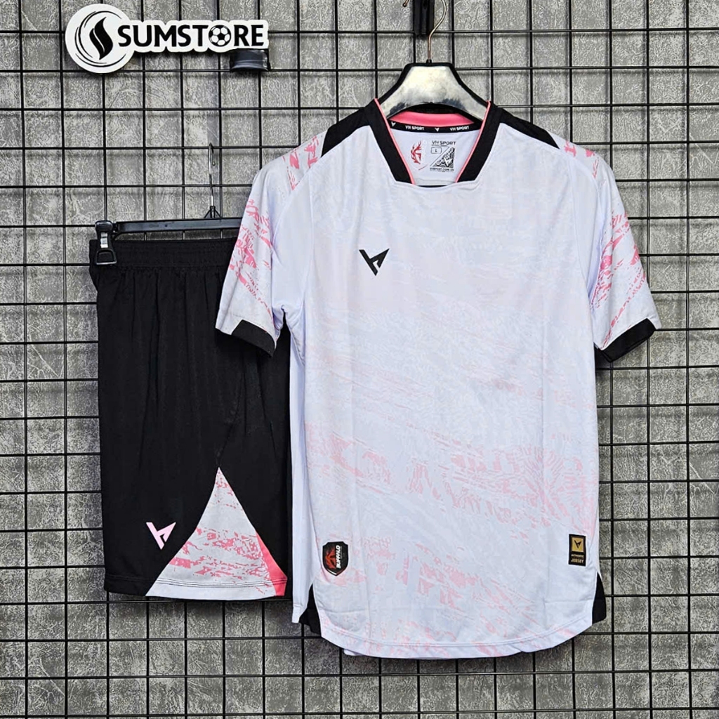 VH Sport - Áo Đá Banh Không Logo Buffalo Trắng Hồng - Áo Bóng Đá Thể Thao Nam Nữ Cao Cấp Mới