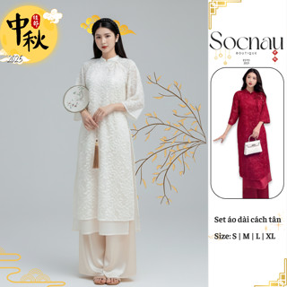  Áo Dài Cách Tân Lông Vũ Tay Lỡ NV679 Áo Dài Cột Nơ Cách Điệu Siêu Xinh Kèm Quần Dịp Trung Thu 