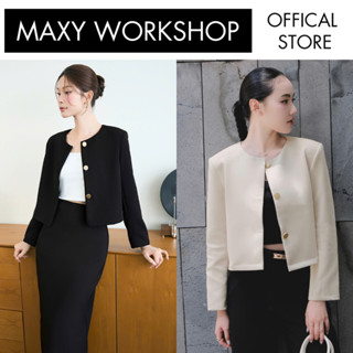 Áo khoác nữ lớp lót đệm vai phối nút kiểu sang chảnh thu đông Button Jacket Maxy Workshop