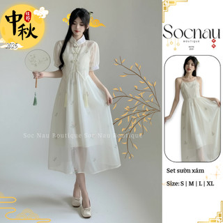 Set Đồ Nữ Sườn xám Phối Váy Midi Hai Dây NV383 Và Váy Công Chúa Siêu Xinh Chụp Hình Trung Thu