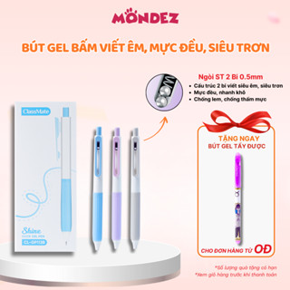 [Tặng 1 bút] Hộp 10 Bút Gel Bấm CLASSMATE, Bút Bi Ngòi ST 2 Bi 0.5mm Viết Siêu Êm, Xanh Đen Tím, Mực Nhanh Khô