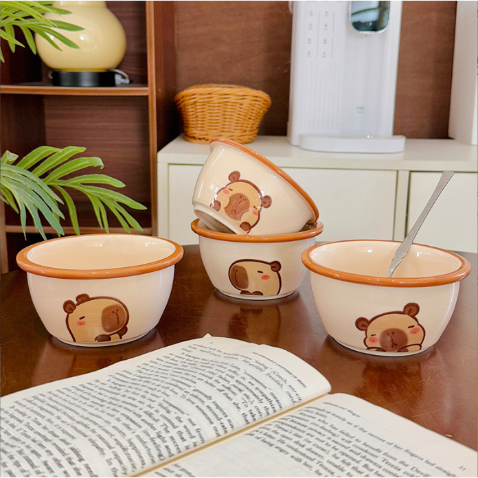 Bát Đĩa thìa capy vàng BDIAT8 Gốm Sứ Tráng Men dễ thương đựng thức ăn salad Decor Ăn Cơm Ăn Chè Bộ C