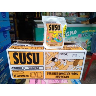 (HSD T4-2026) (Mẫu Mới) Thùng 24 Túi Sữa Chua Uống Vinamilk Susu Hương Cam 110ml.