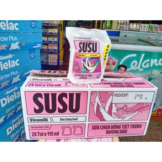   HSD T6-2026   Mẫu Mới  COMBO 5 Túi Sữa Chua Uống Vinamilk Susu Hương Dâu 110ml. 