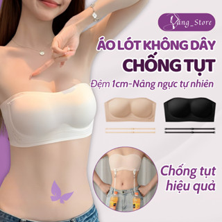 Áo lót không dây CHỐNG TỤT, áo ngực quây cup ngang không gọng, miếng độn ngực dày 1cm chất đúc su mịn mát - Dáng_Store