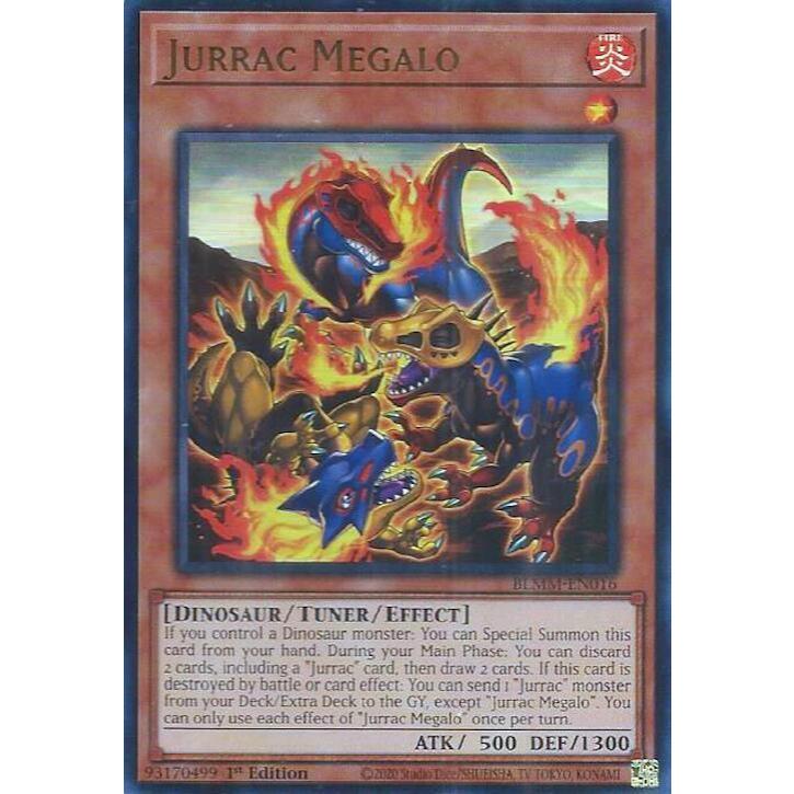 Thẻ Bài YuGiOh Mã BLMM-EN016 - Jurrac Megalo - Tuner Effect Monster - Ultra Rare