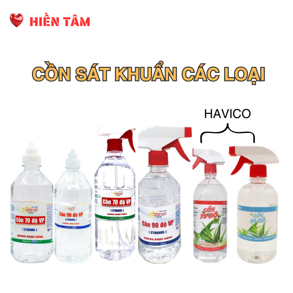 Cồn 70, 90 độ, cồn sát khuẩn các loại