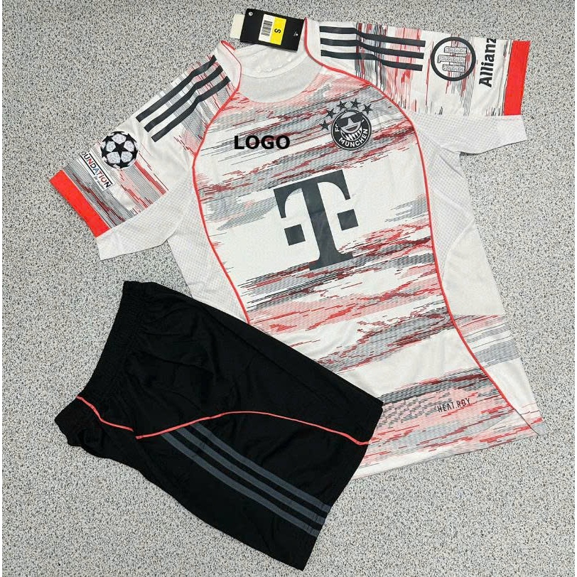 Bộ Quần Áo Bóng Đá CLB Bayer Muchen Sân Khách 2025 Tay C1 - Vải Polyester Thái