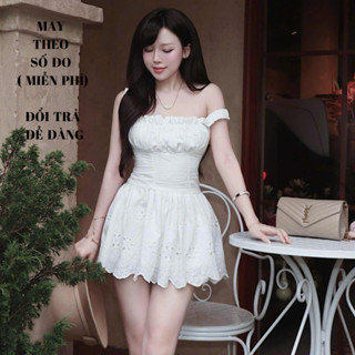 Váy Dáng Xòe Ngắn Trễ Vai Thêu Hoa Nhí Dễ Thương Outfit Tiểu Thư Hàn Quốc Xinh Xắn – Lady’s Design