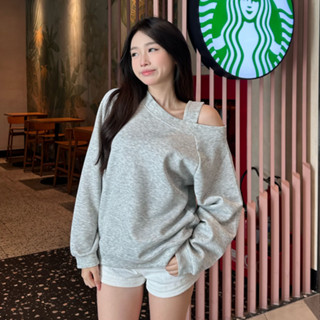 Áo Sweater Nỉ Trễ Vai Kiểu Nữ Dáng Lệch Vai Dáng Basic Mùa Thu Đông Kimee - KA628