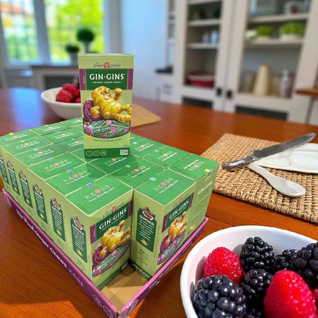 Kẹo gừng dẻo Gin Gins Original Ginger Chews hộp lớn 500g tiện lợi