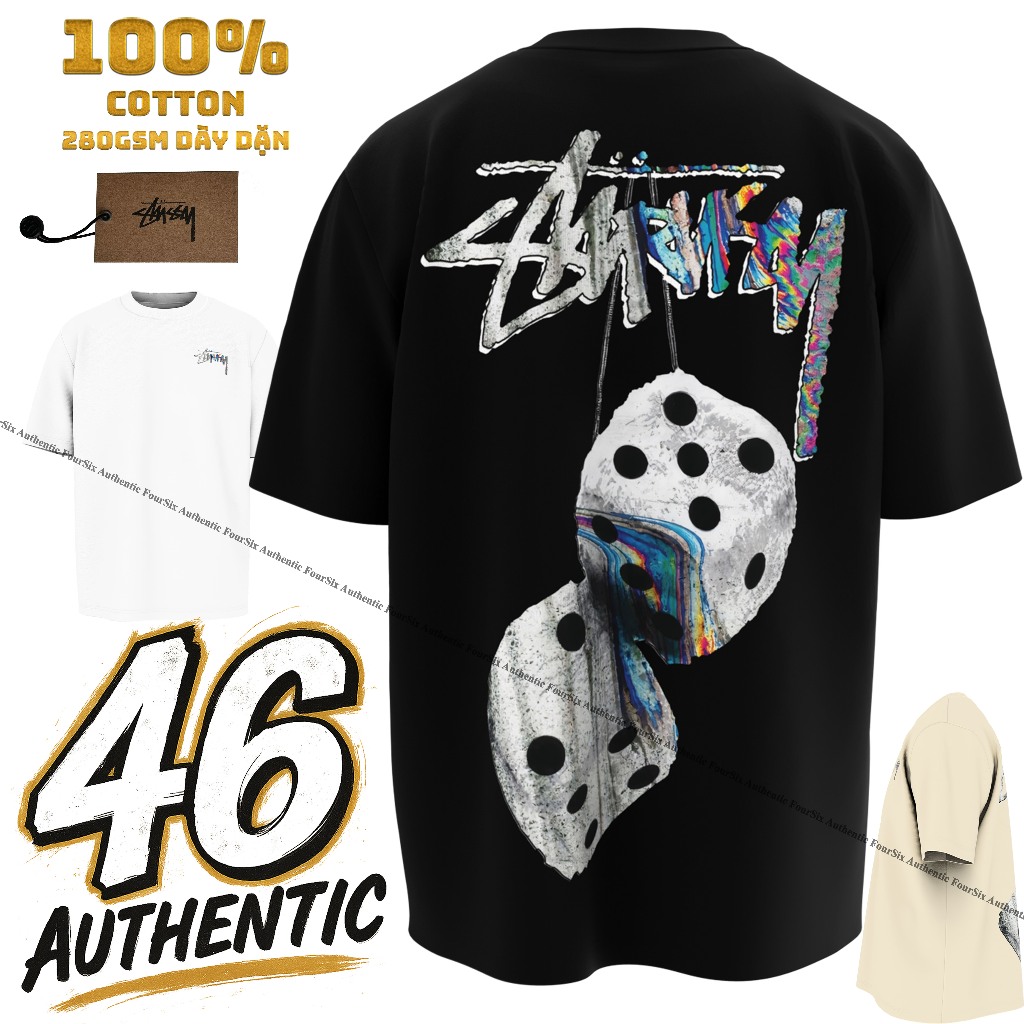 [Cao Cấp] Áo Thun Stu.ssy Dice | 100% Cotton | 280GSM | Oversize | FourSix AUTHENTIC.
