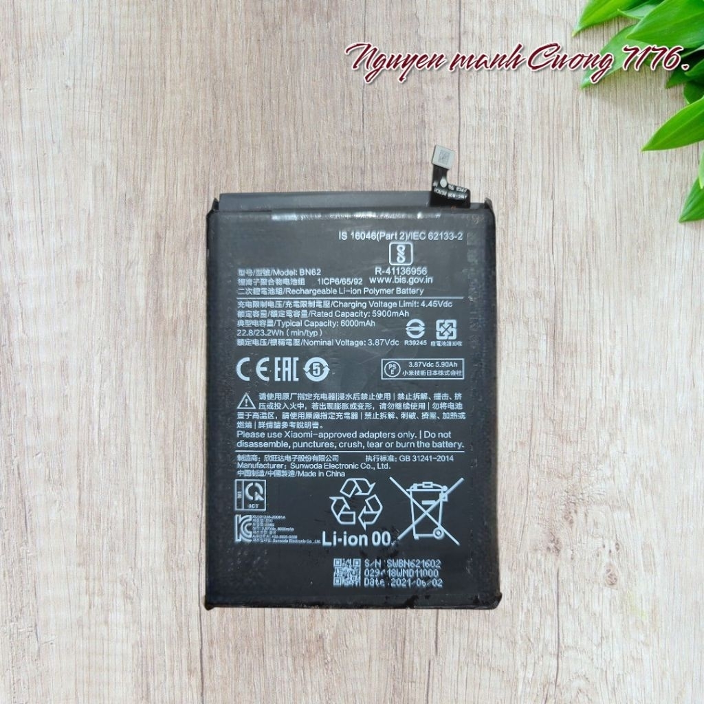 Pin Redmi 9T , Poco M3 (BN62) 6000mAh Bóc Máy Chính Hãng Đã Qua Sử Dụng Hoạt Động Tốt
