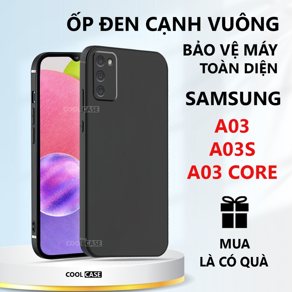 Ốp lưng TPU đen Samsung A03 / A03s / A03 CORE cạnh vuông, bảo vệ máy toàn diện-Cool Case