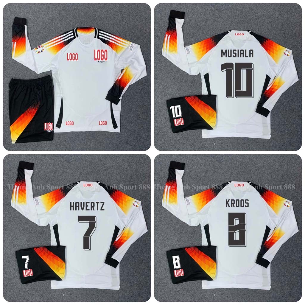 Bộ Quần Áo Bóng/ Áo Đá Banh Đá Đội Tuyển Đức Euuro 2024 Dài Tay- Vải Polyester Thái Gai Lưới