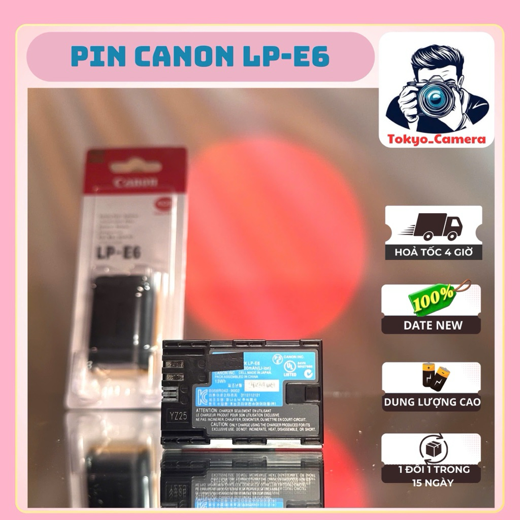 Pin Canon LP-E6 dùng cho EOS 5D series: 5D Mark II, 5D Mark III, 5D Mark IV, 5DS, 5DS R,EOS 6D serie