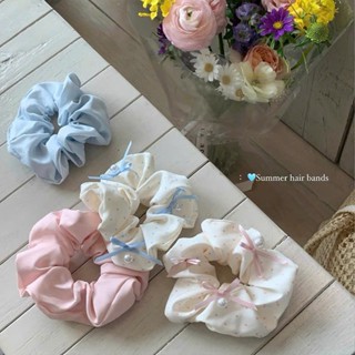  1 Dây Buộc Tóc Scrunchies Đính Nơ Ngọc Phong Cách Ngọt Ngào Tiểu Thư Dễ Thương Dành Cho Nữ SC09 