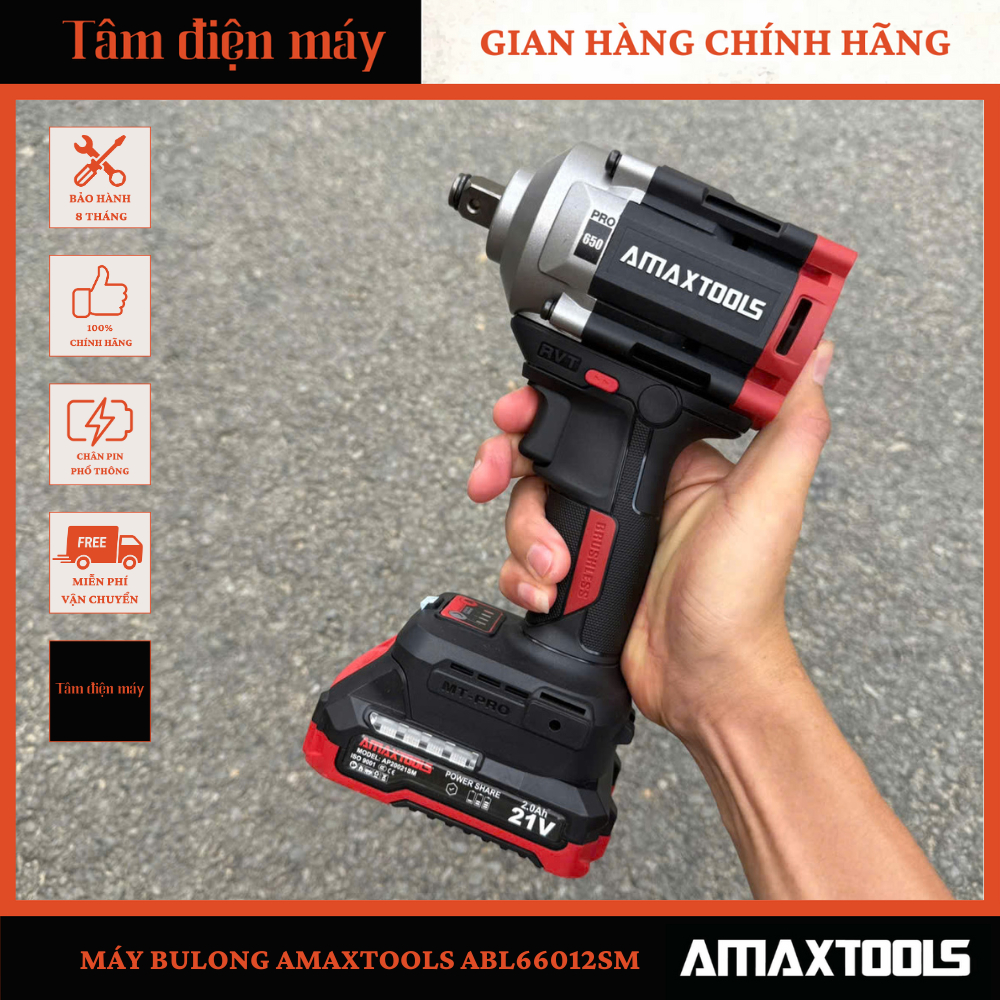 [Chính Hãng] Máy Siết Bulong 650 N.M Amaxtools ABL66012SM