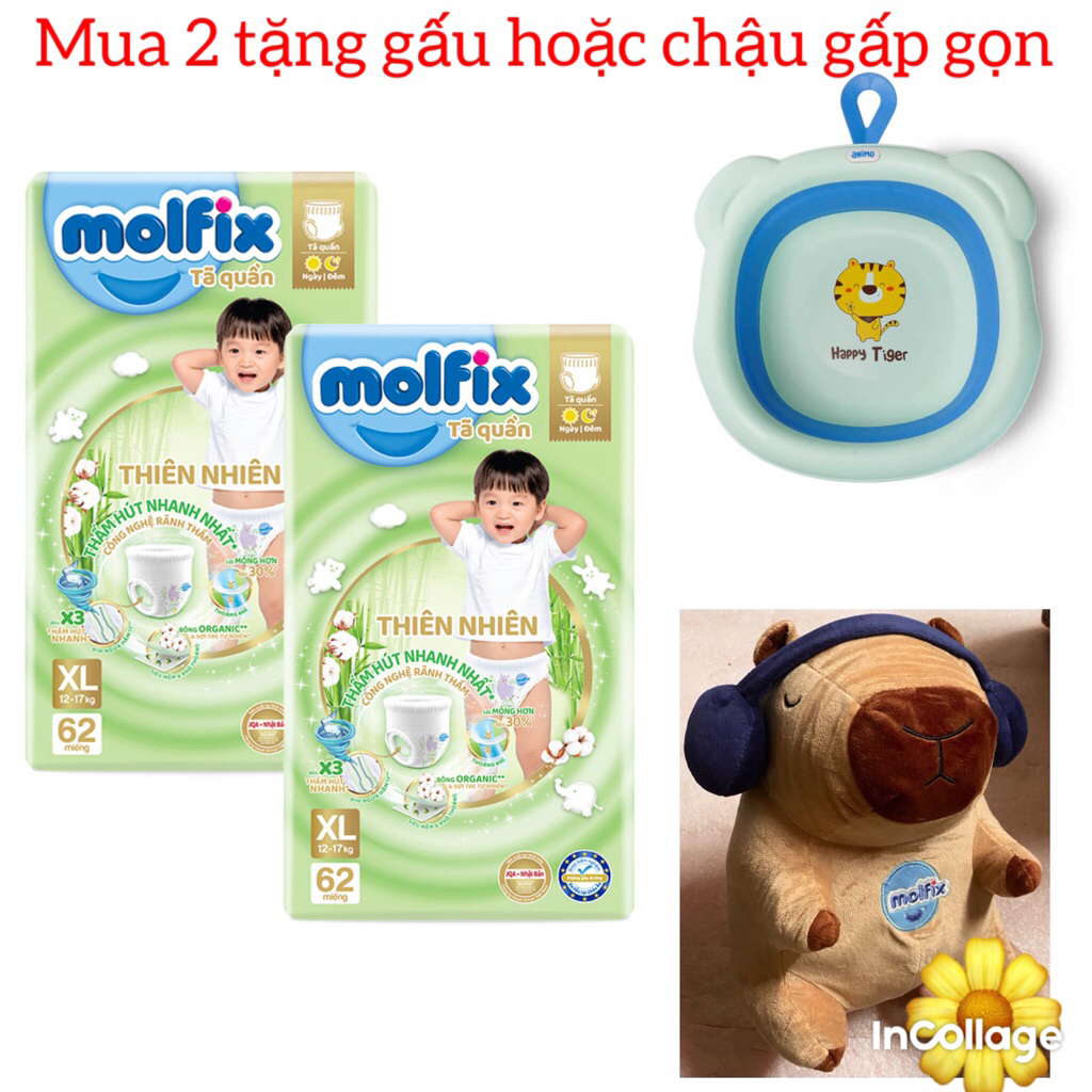 Bỉm Molfix thiên nhiên bịch siêu đại đủ size S80/ M76/ L68/ XL62/ XXL56
