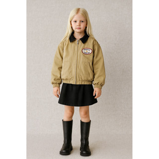 Áo bomber kaki trần bông logo gấu ButterBear bé trai bé gái