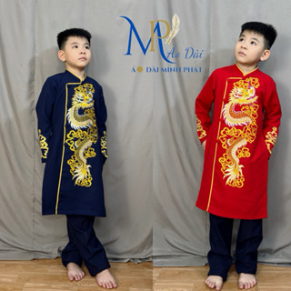 Áo Dài Bé Trai Thêu Rồng Tết 2025 Chất Liệu Tuyết Mưa Cao Cấp với 2 mầu đủ size từ 8-55kg MPT3001