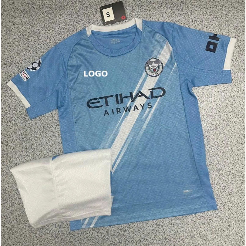 Bộ Quần Áo Bóng Đá CLB Man Xanh Sân Nhà 2025/2026 Tay C1 - Vải Poly Gai Thái