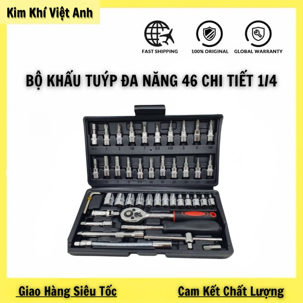 Bộ Dụng Cụ Sửa Chữa Đa Năng 46 Chi Tiết Hệ 1/4'' - Bộ Dụng Cụ Mở BuLong Ốc Vít Đa Năng