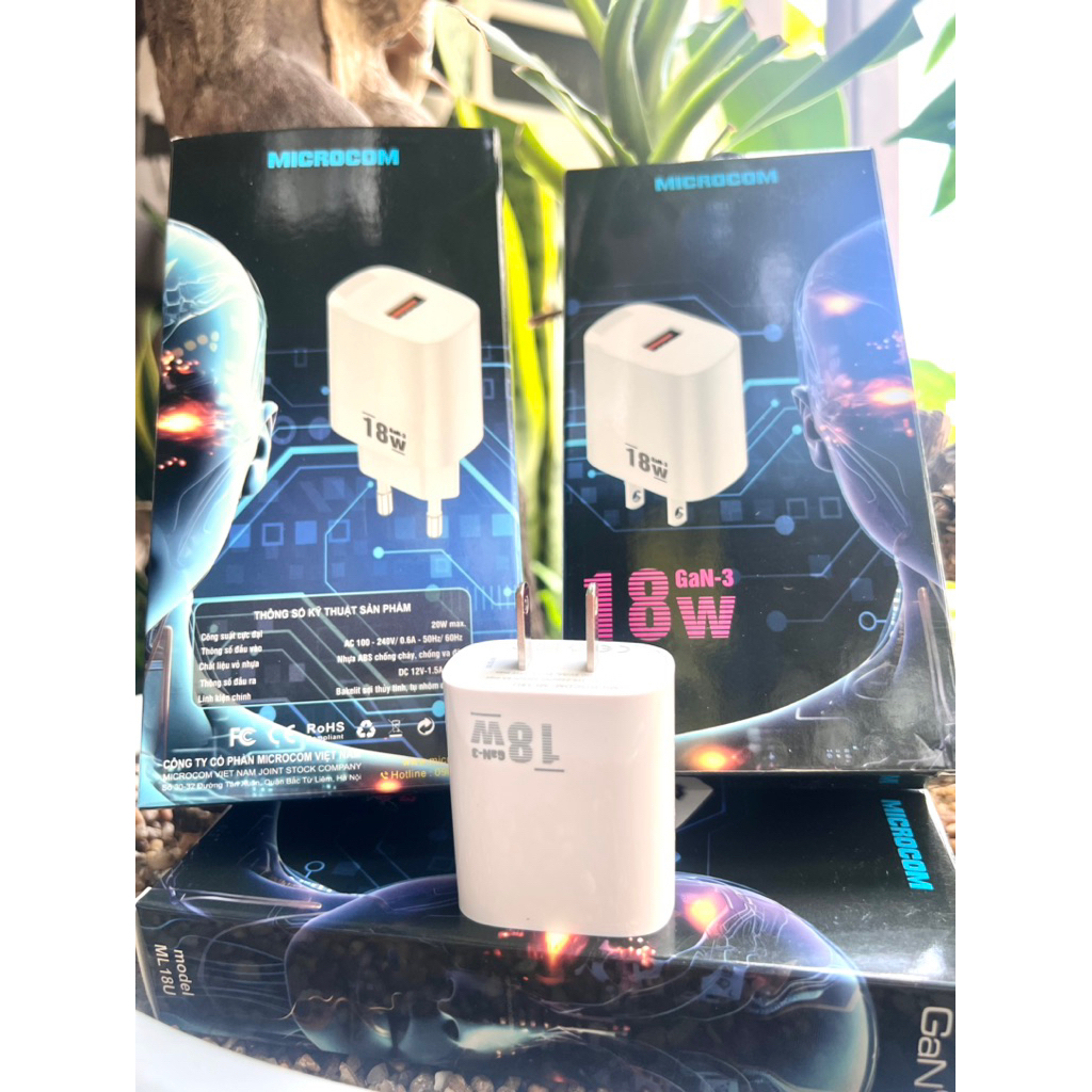 Bộ dây cáp củ sạc nhanh 18 W cổng sạc USB hàng chính hãng Microcom