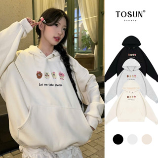 Áo Hoodie Nỉ Bông TOSUN Unisex Thêu Hình Dễ Thương Form Rộng Mũ 2 Lớp HD07