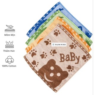  5 Chiếc Khăn Rửa Mặt Baby Mềm Mịn Cho Bé Khăn Mặt Mẫu Giáo 30×30cm  Khăn mặt trẻ em  