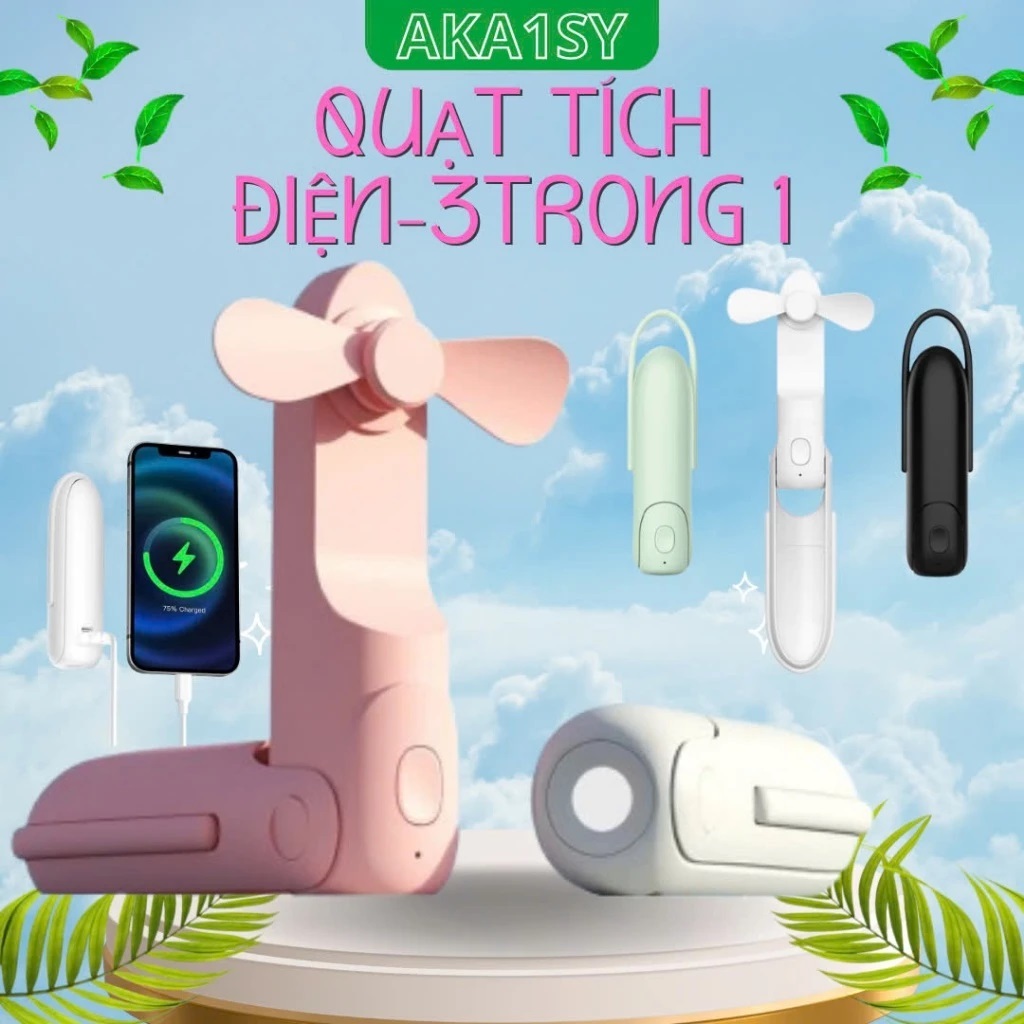 Quạt Mini Cầm Tay Tích Điện N15,Pin Sạc 10.000mAh,5 Tốc Độ Gió, Xoay Linh Hoạt 90 Độ Có Dây Đeo Cổ,Đèn LED Hiển Thị | BigBuy360 - bigbuy360.vn
