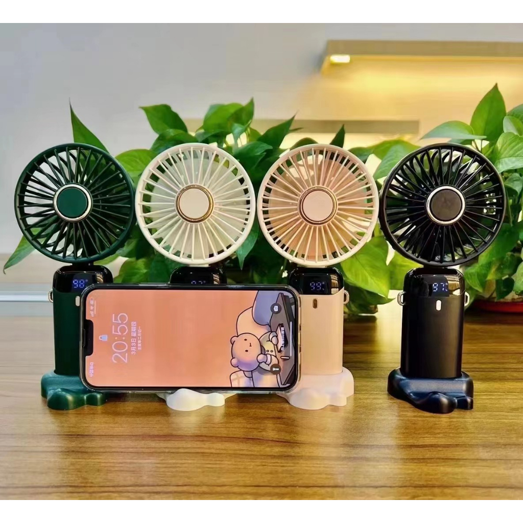 Quạt Mini Cầm Tay Tích Điện N15,Pin Sạc 10.000mAh,5 Tốc Độ Gió, Xoay Linh Hoạt 90 Độ Có Dây Đeo Cổ,Đèn LED Hiển Thị | BigBuy360 - bigbuy360.vn