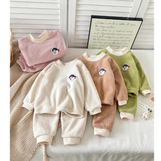  Bộ quần áo trẻ em nhung lông cừu dày ấm thu đông size 8-46kg 