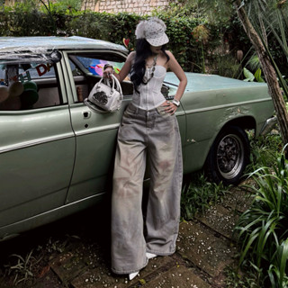 [ STONE GREY LOW-WAIST JEANS ] Quần jeans ống rộng form suông, xanh xám bụi wash, hiệu ứng xoắn, unisex | BY DANEJI