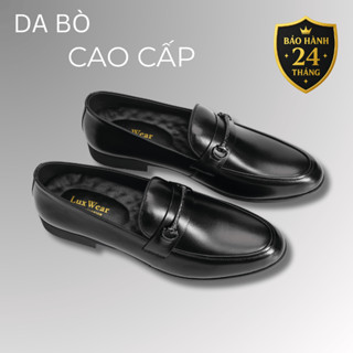 Giày lười nam da bò cao cấp đế khâu LuxWear Penny Loafers màu đen bảo hành 24 tháng GD07