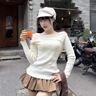 Áo Len Kiểu Nữ Dáng Ôm Body Chi Tiết Lệch Vai Mùa Thu Đông Kimee - KA8205